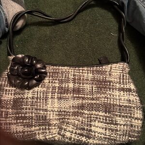 {PAOLO MASI} Tweed and Leather Flower Purse. Gorgeous